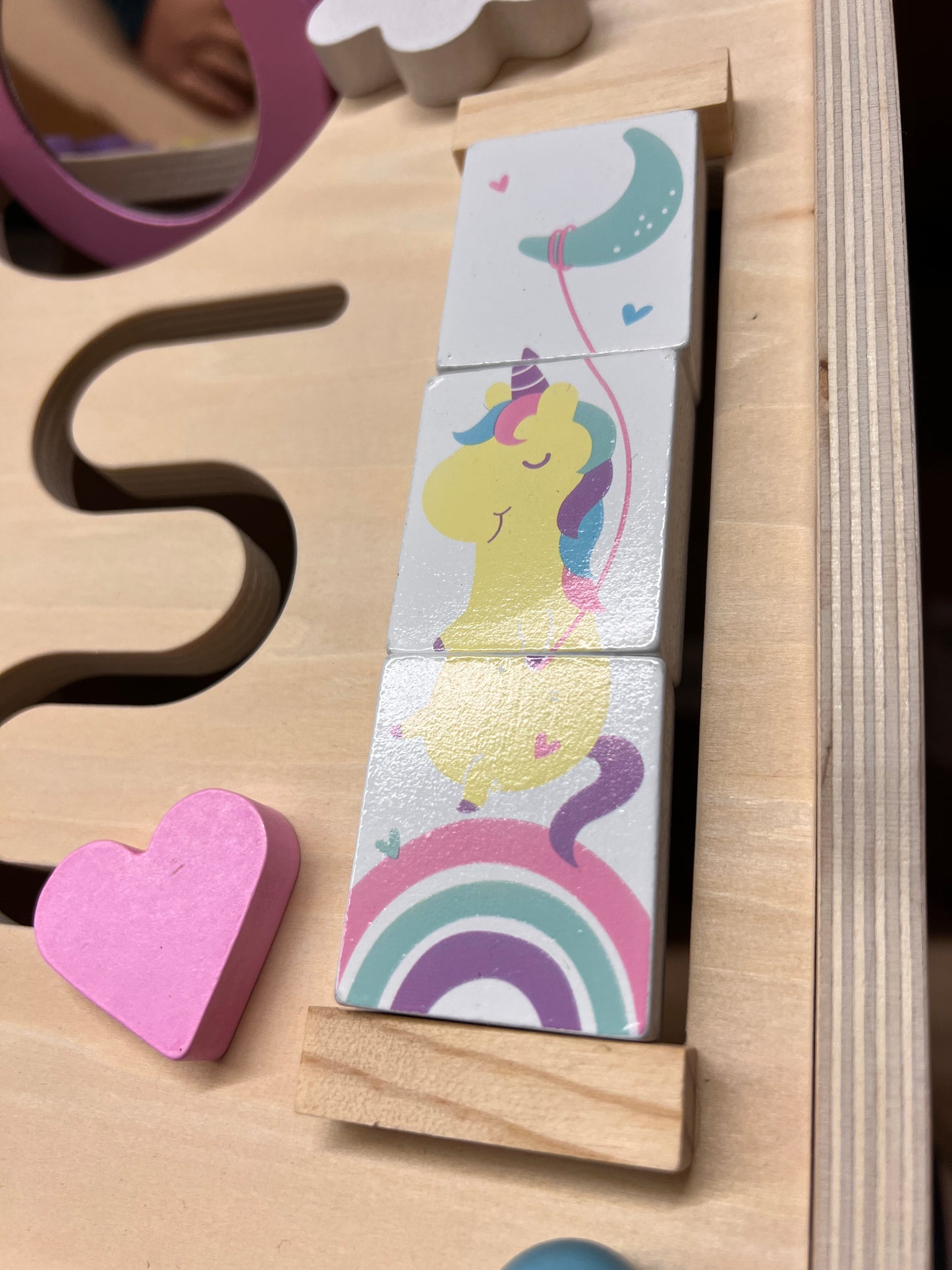 Hopscotch Squad Unicorn Wooden Baby Activity Walker with Sensory Toys