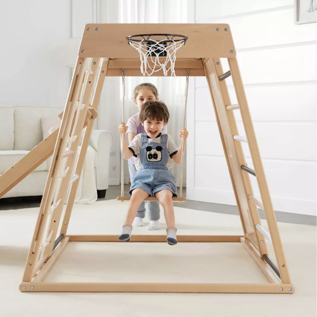 Wooden Indoor Playground Climber for Kids Jungle Gym Toy Playset